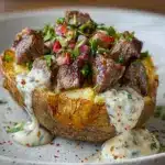 Loaded Baked Potato with Steak Bites Recipe