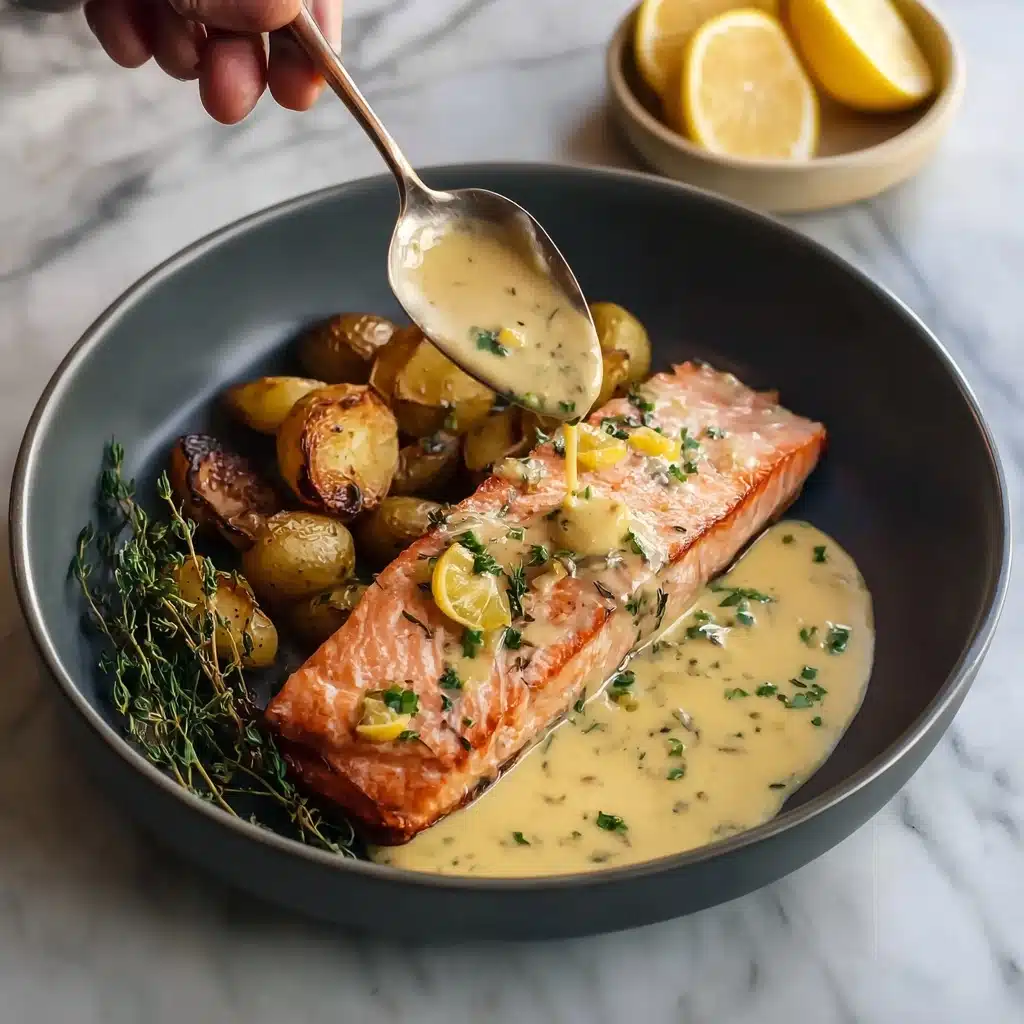 Baked Salmon with Amazing Lemon Sauce for a Bistro Night In Recipe - Recipe Image