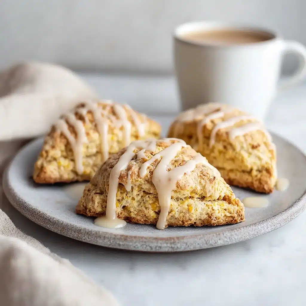 Sweet White Chocolate Pumpkin Scones with Espresso Glaze Recipe - Recipe Image