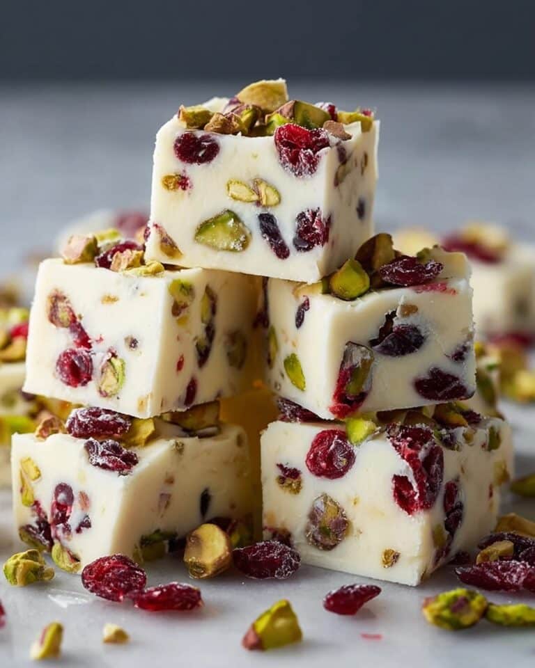 White Chocolate Cranberry and Pistachio Fudge Recipe
