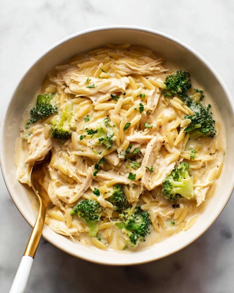 Cheesy Chicken Broccoli Orzo Recipe