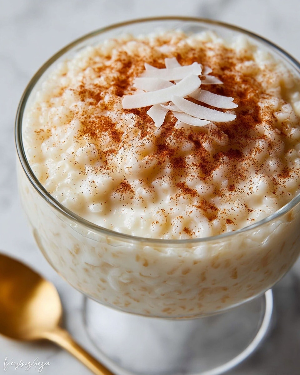 A close-up view of creamy rice pudding served in a white bowl with a textured outer surface. The dish has one visible layer of soft, milky white rice grains, topped with a light dusting of brown cinnamon powder scattered unevenly across the surface. The creamy texture of the rice contrasts with the fine powder of the cinnamon, creating a simple yet inviting look. The white marbled surface beneath the bowl adds to the clean and soft aesthetic. photo taken with an iphone --ar 4:5 --v 7
