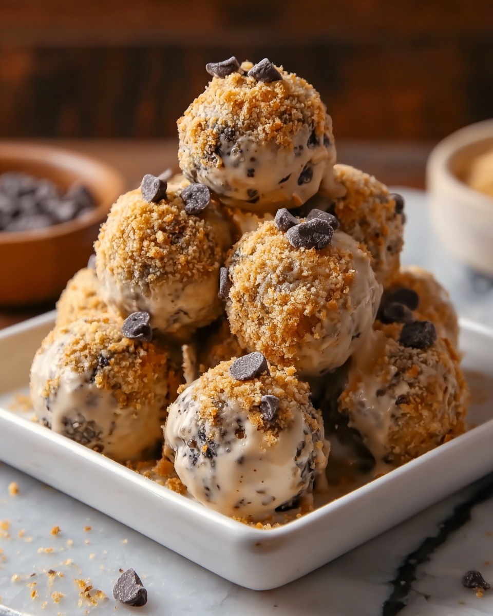 A close-up view of several small square dessert bars stacked on a white rectangular plate. Each bar has two distinct layers: a light, creamy beige base that appears soft and chewy, and a crumbly golden-brown topping mixed with large dark chocolate chips embedded throughout. The top layer has a rough, crunchy texture with visible scattered crumbs and chocolate chips on the surface. The bars are stacked unevenly, showing the inner texture of one bar with a bite taken out. The background consists of a white marbled texture. Photo taken with an iphone --ar 4:5 --v 7