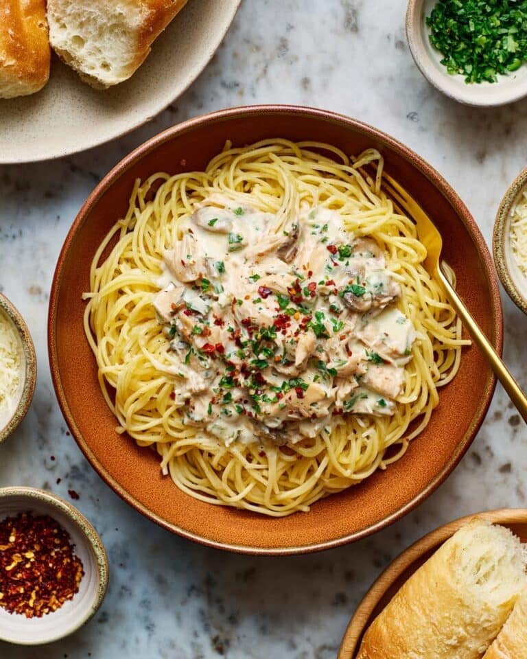 Crock Pot Angel Chicken with Creamy Mushroom Sauce and Angel Hair Pasta Recipe