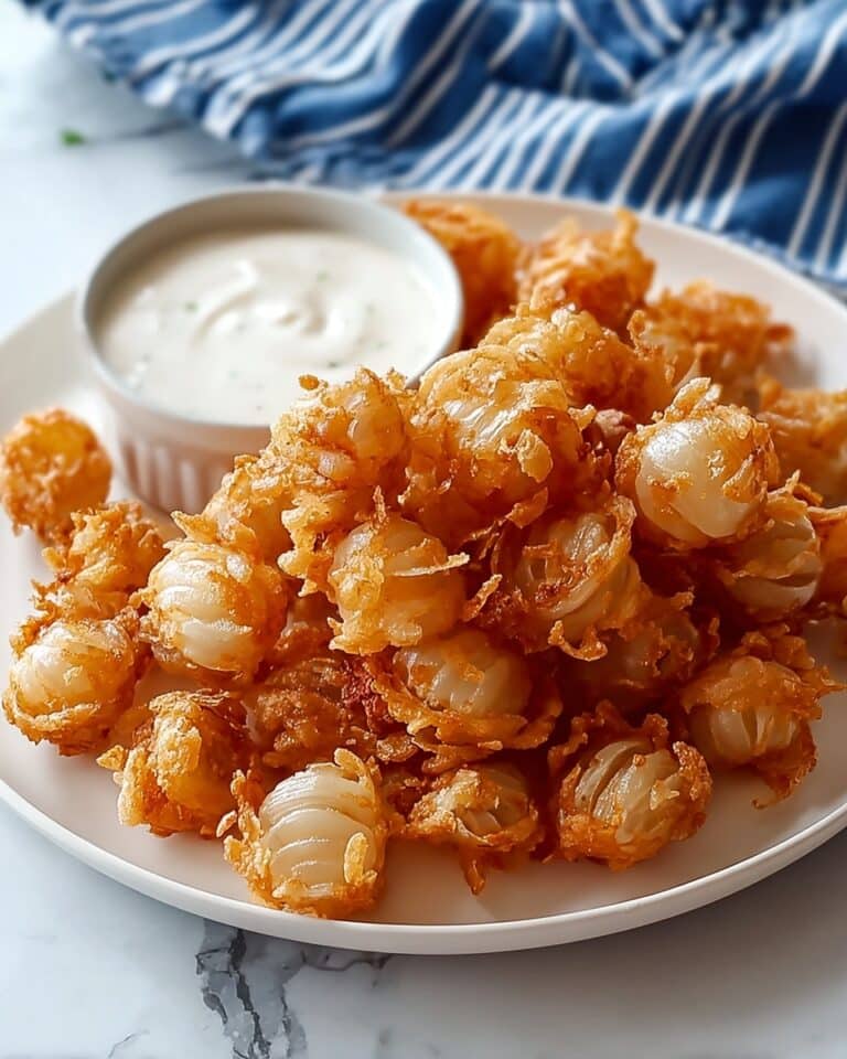 Bite-Sized Blooming Onions with Buttermilk Ranch Dip Recipe