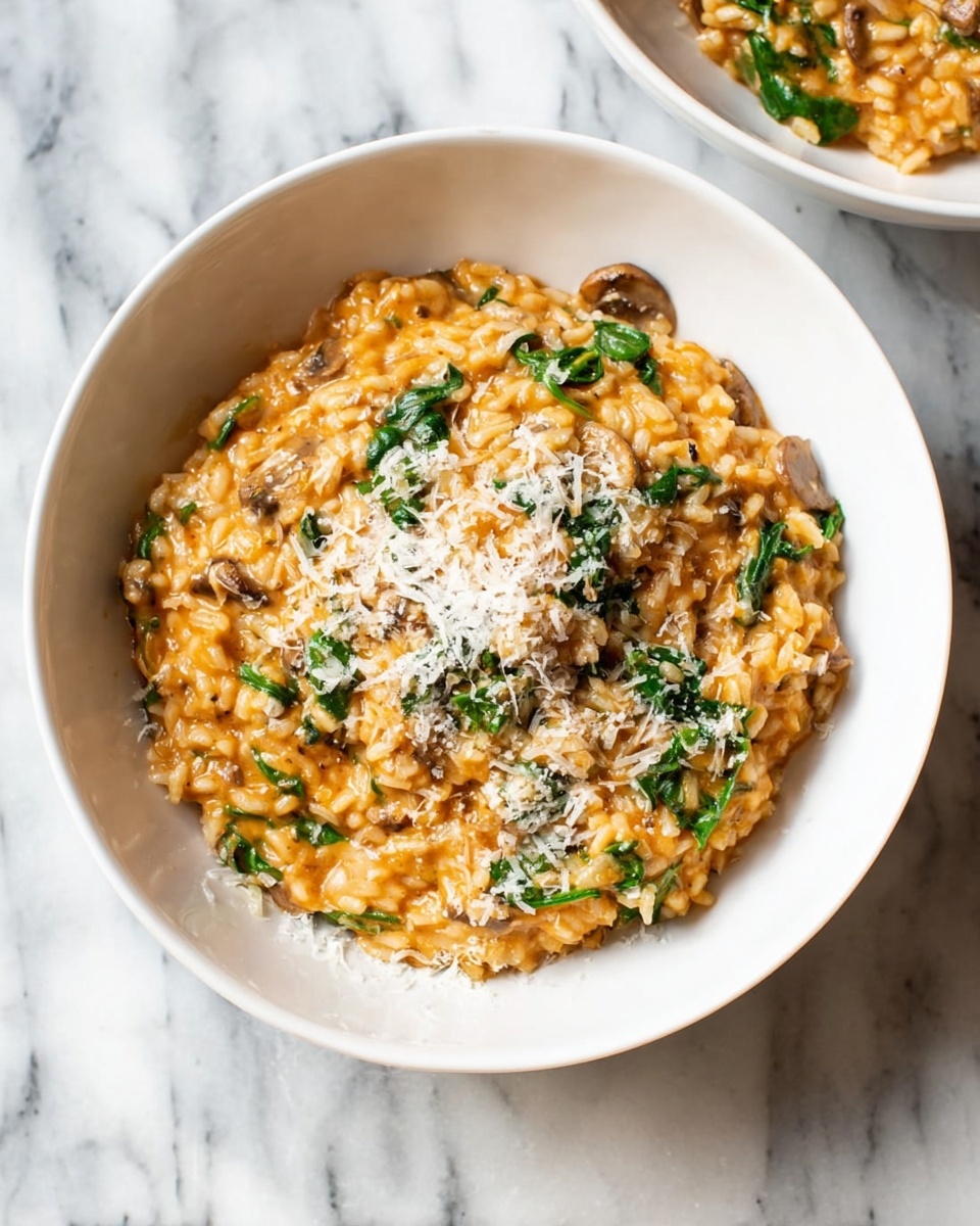 A white bowl filled with three main layers: the bottom layer is white rice, the middle layer is an orange creamy sauce with mixed vegetables and herbs, and the top layer is a sprinkle of shredded cheese with green herb leaves scattered over it. The bowl is placed on a white marbled surface. photo taken with an iphone --ar 4:5 --v 7