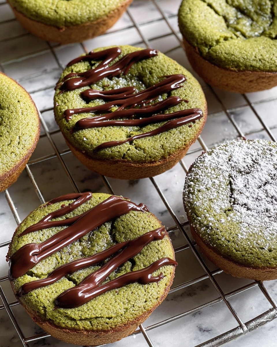 A close-up of a woman's hand holding a green baked dessert broken in half, showing two dense, moist layers inside with a slightly crumbly texture. The outside has a thin golden-brown crust, while the inside is a vibrant green color with a soft, smooth, and slightly sticky look. In the background, there is a white plate with another green dessert and one topped with a glossy chocolate spread, all resting on a white marbled surface. Photo taken with an iphone --ar 4:5 --v 7