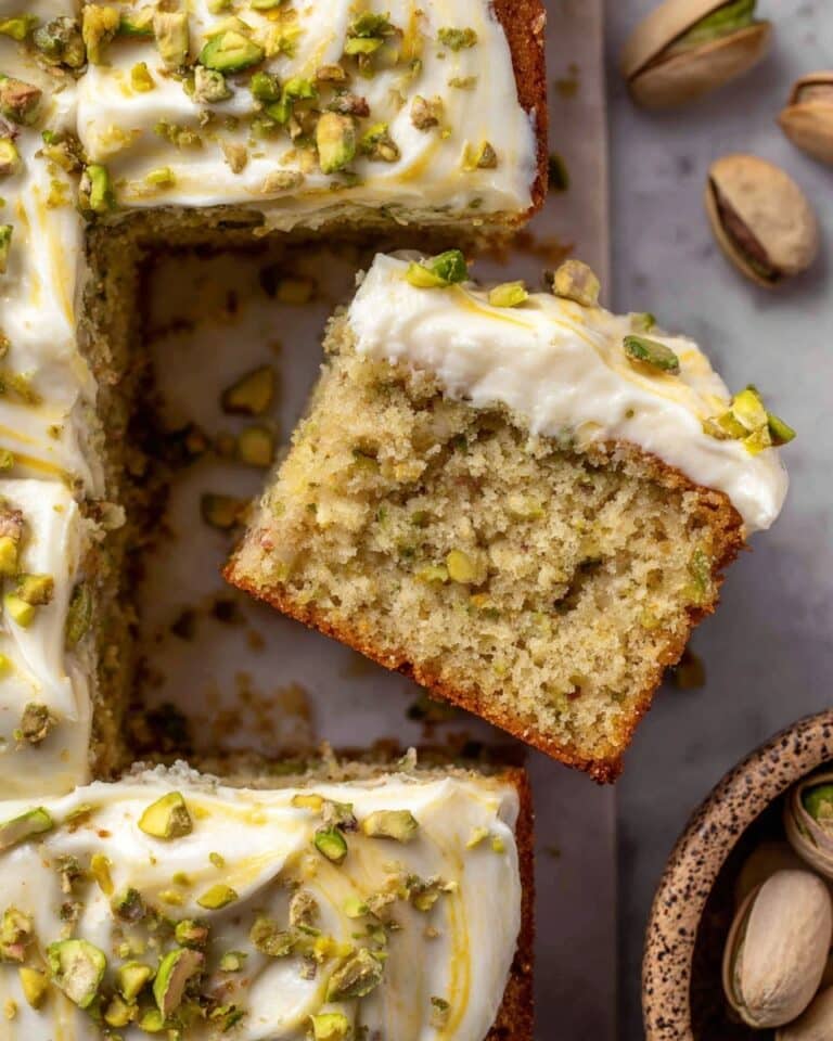 Pistachio Cake with Cream Cheese Frosting and Pistachio Cream Swirl Recipe