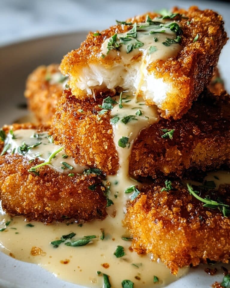 Crispy Parmesan Chicken with a Rich Garlic Sauce Recipe