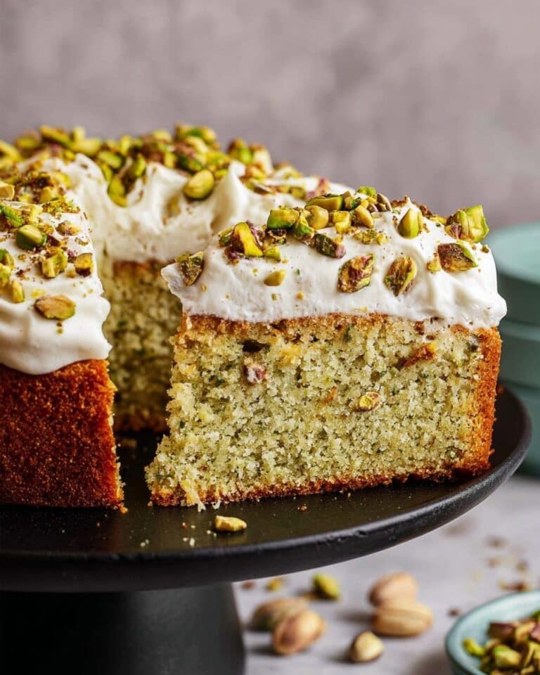Pistachio Cake with Cream Cheese Frosting and Chopped Pistachios Recipe