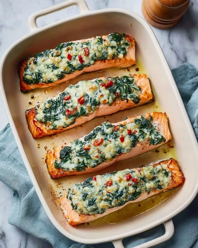 Simple Baked Stuffed Salmon with Spinach and Feta Recipe