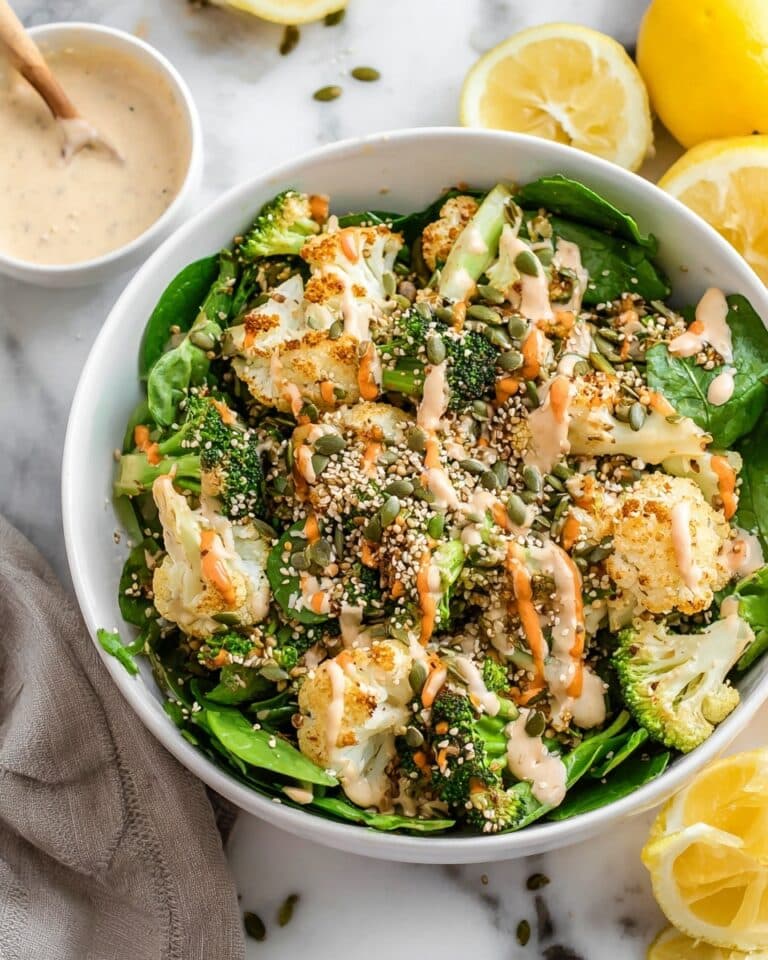 Roasted Cauliflower and Broccoli Salad with Tahini Dressing Recipe