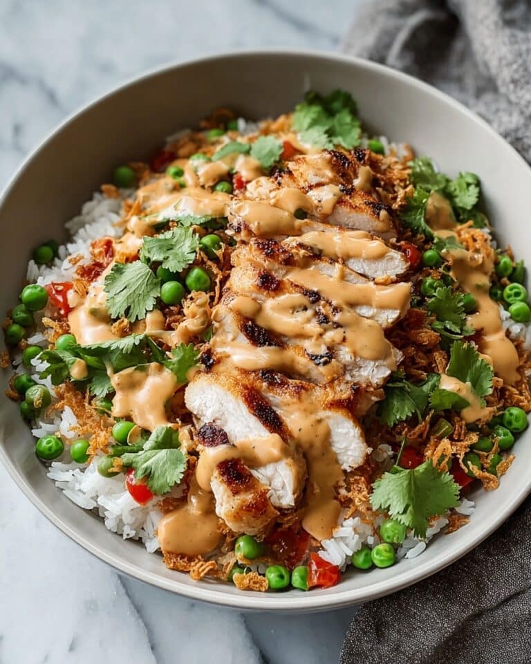 Crispy Rice Salad with Chicken and Creamy Peanut Dressing Recipe